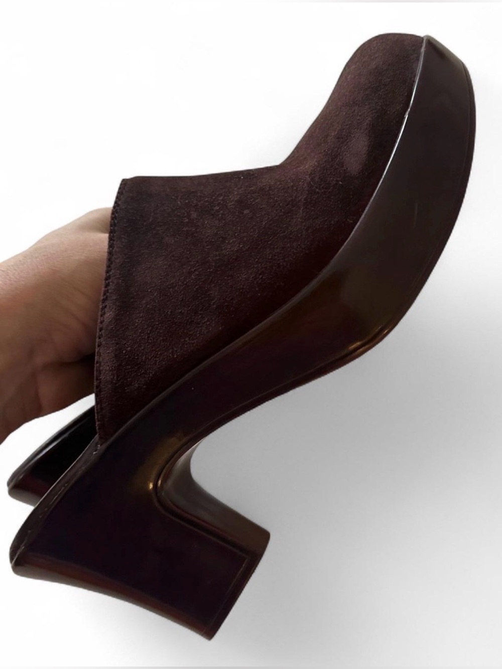 Brown Suede Platform Clogs Cordani Size 8